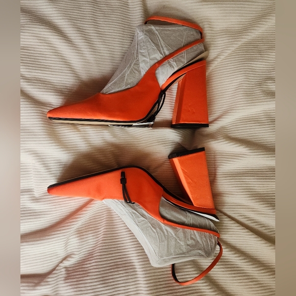 Zara Satin Effects Slingback Heels Orange Sizes: 9, 10 available New - Picture 15 of 15